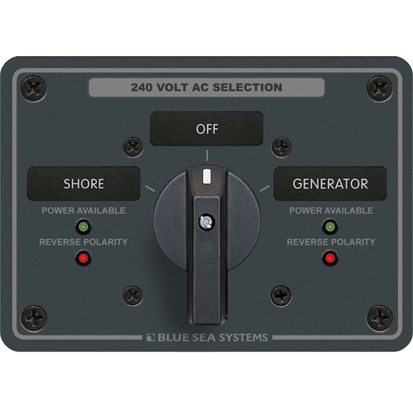 Blue Sea 8363 AC Rotary Switch Panel 65 Ampere 2 Positions + OFF, 3 Po